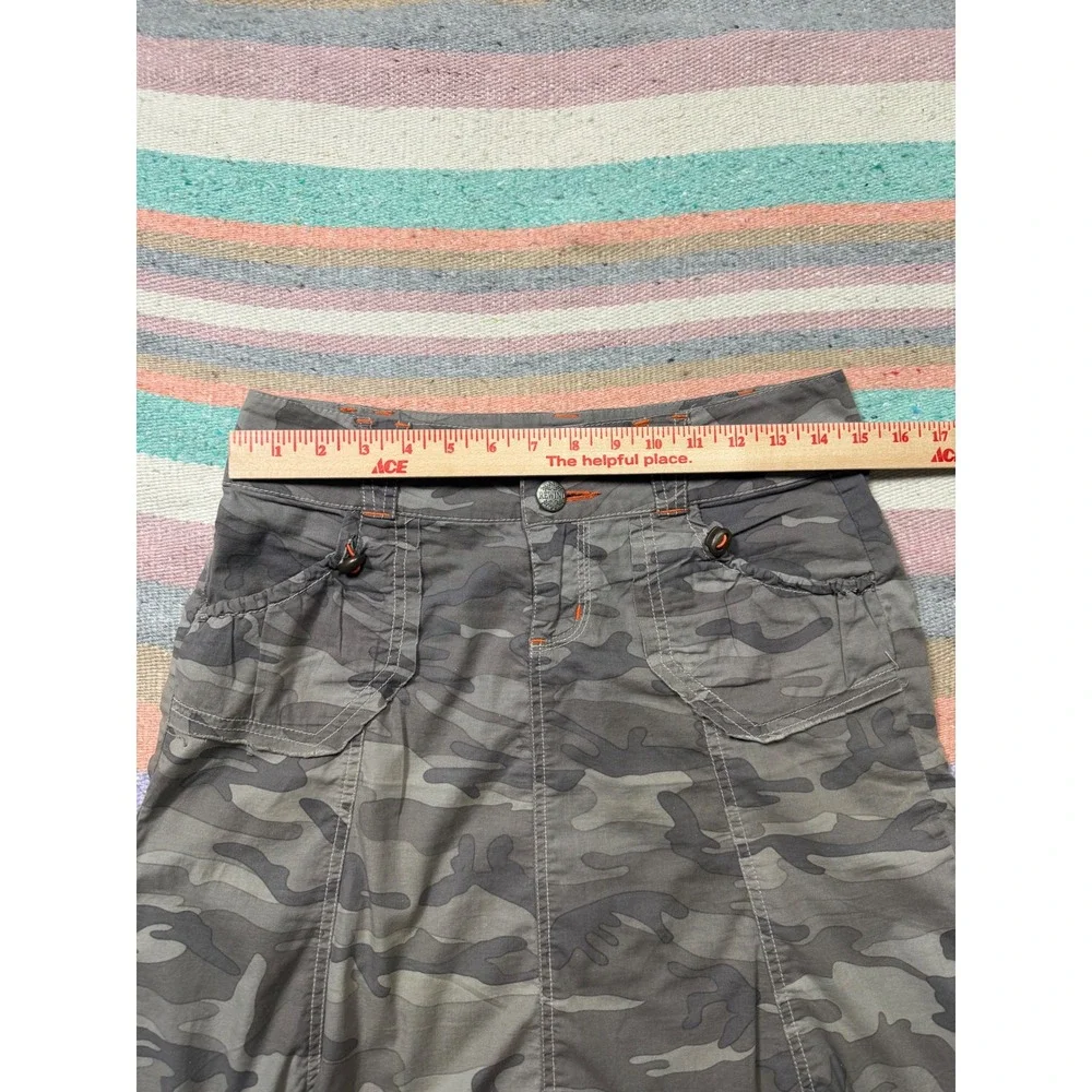 Rewind Y2K‎ Camo Midi Skirt Low Rise Cargo Style Gray Camouflage